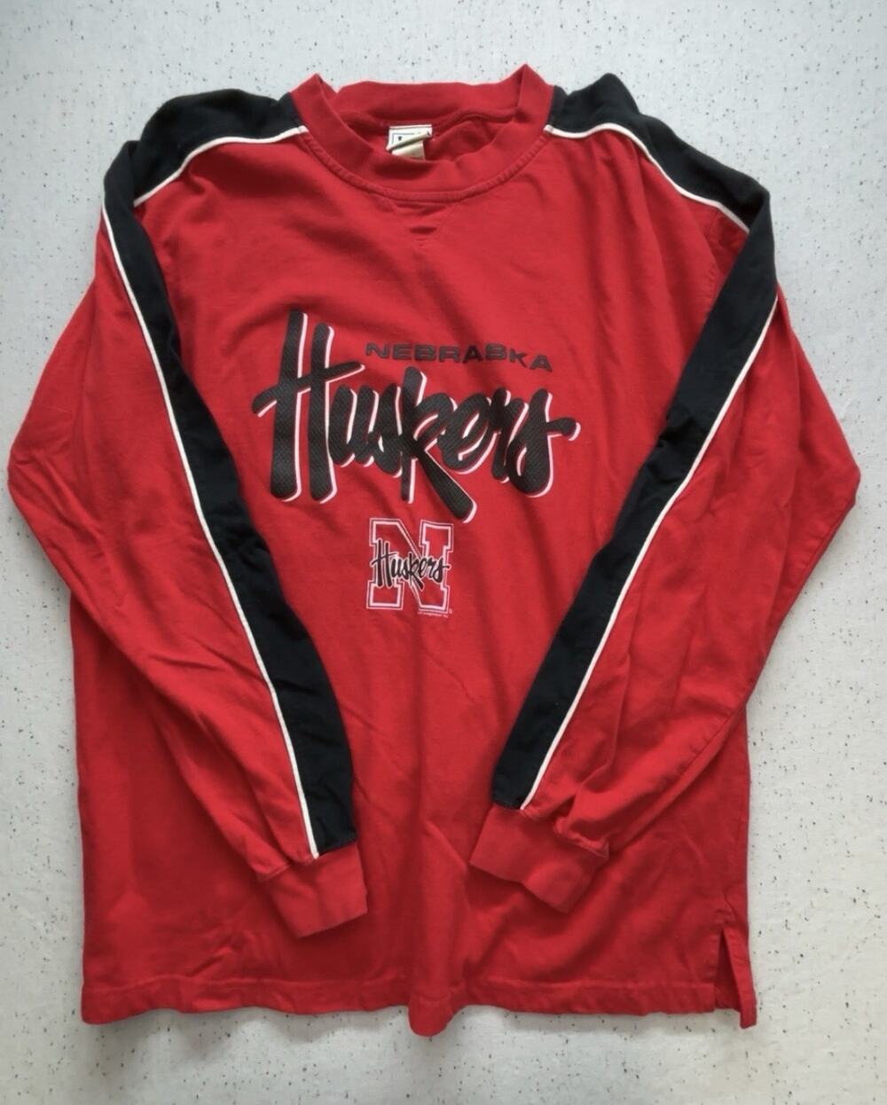 Vintage Lee Sport Nebraska Huskers Long Sleeve Shirt Red Mens L Y2K Graphic